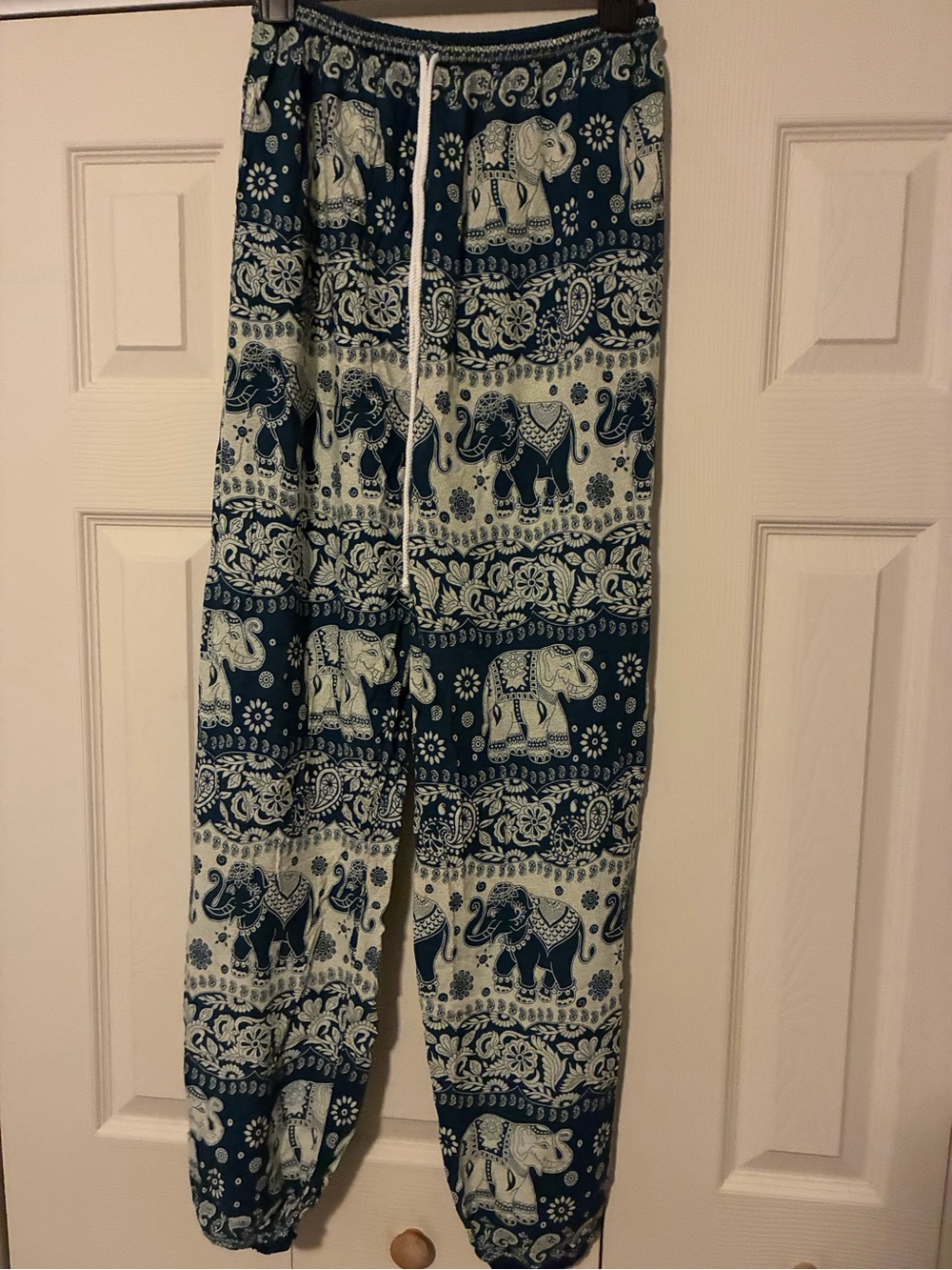 Unk Navy and White Elephant Print Cropped Jogger Pants